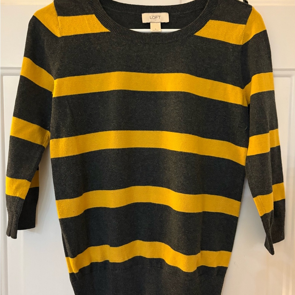 Charcoal and Gold Stripe Sweater